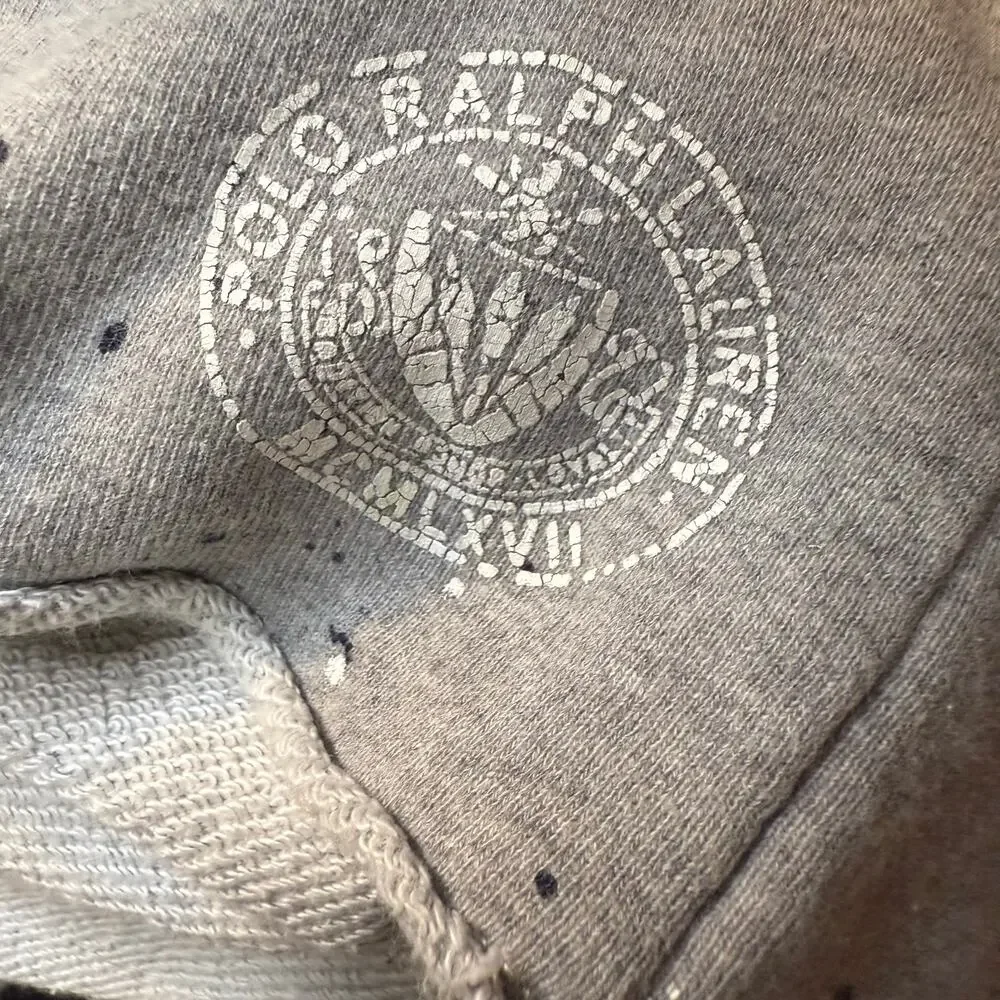 Ralph Lauren Paint Splatter Drawstring Sweat Shorts, Gray & Navy, Boys 14/16